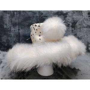 Brenda Waites Bolling, White with Fur, Fascinator, derby Hat or Church hat